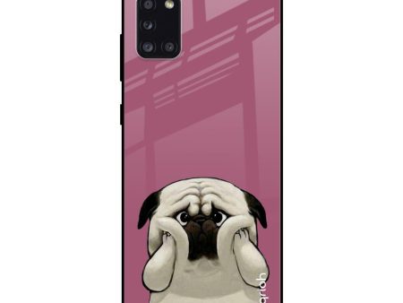 Funny Pug Face Glass Case For Samsung Galaxy A31 For Cheap